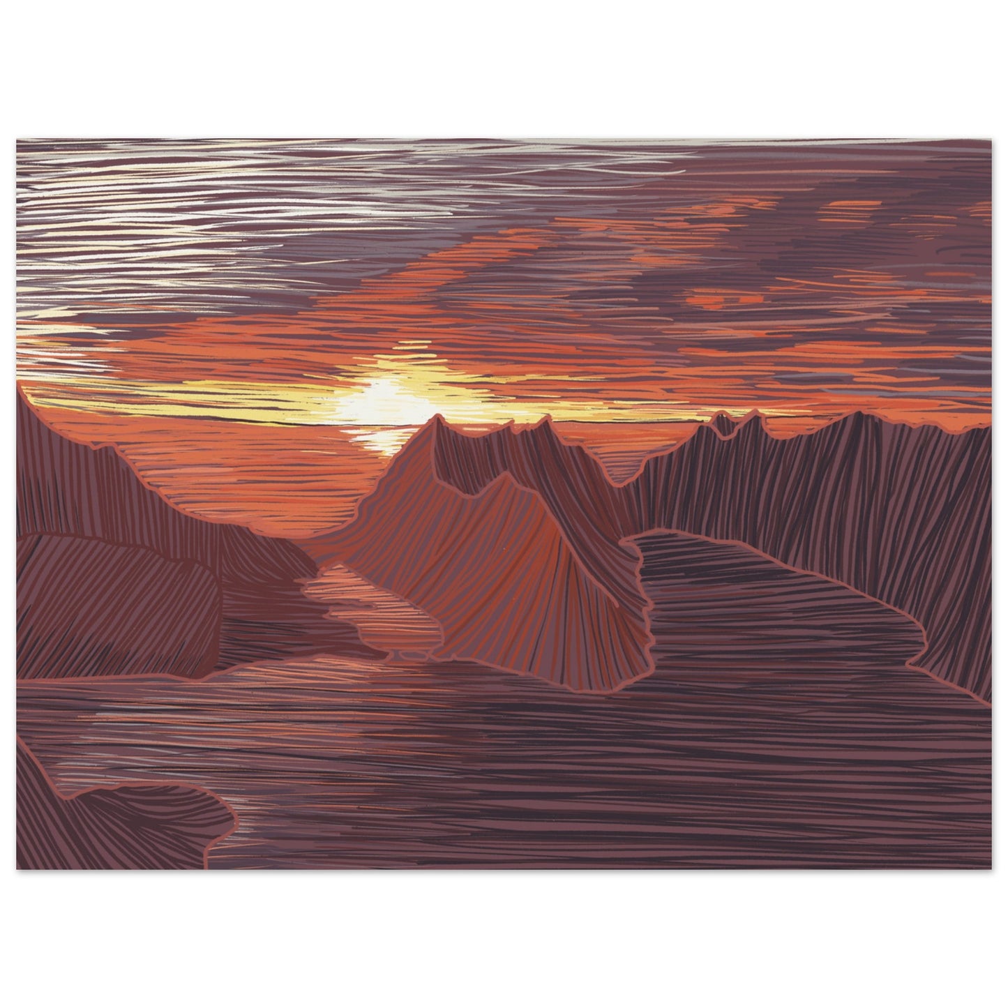 Linescape #21 Lofoten sunset horisontal