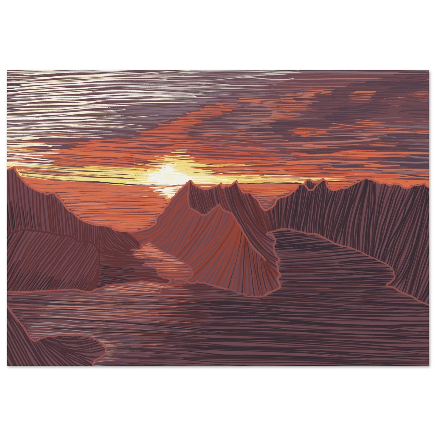 Linescape #21 Lofoten sunset horisontal